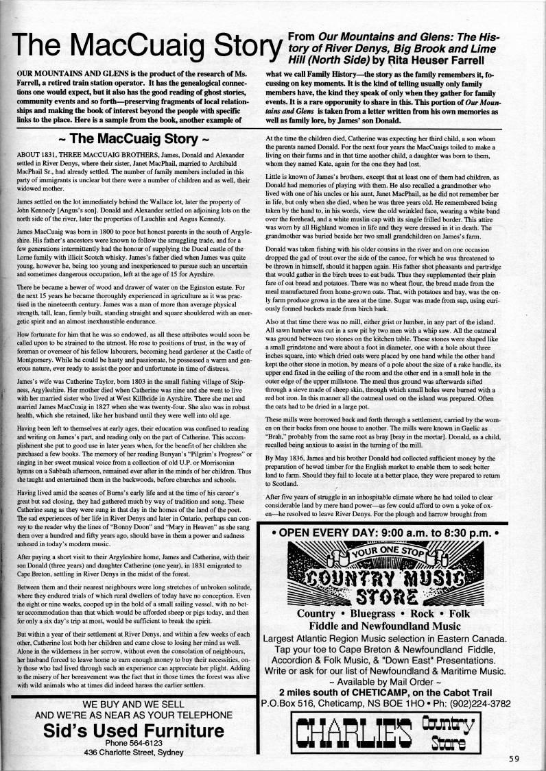 Page 59 - The MacCuaig Story - From Our Mountains and Glens: The History of River Denys, Big Brook and the Lime Hill (North Side)